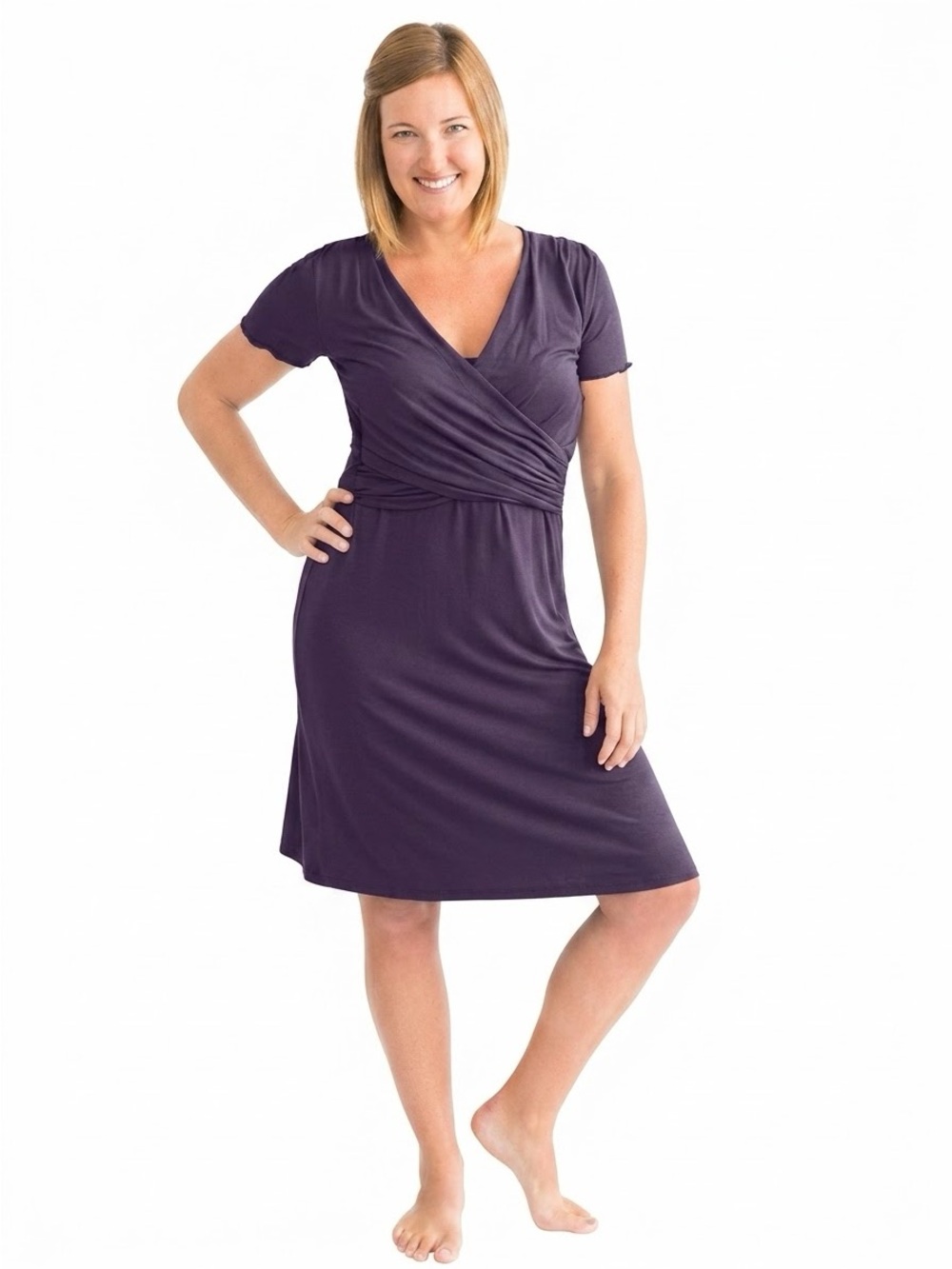 Kindred Bravely Luisa Modal Crossover Maternity Nursing Dress Purple S⁠